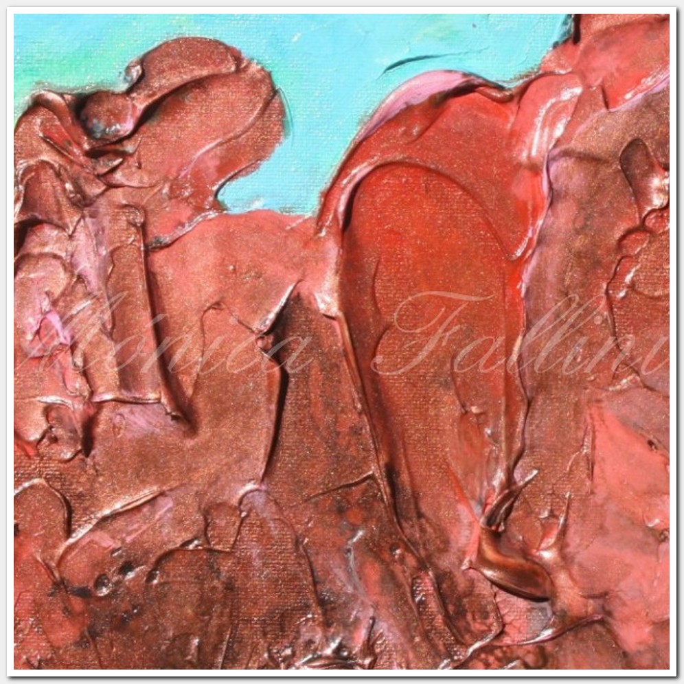 Painting titled 'Coral and rocks formations under the sea' by Monica Fallini