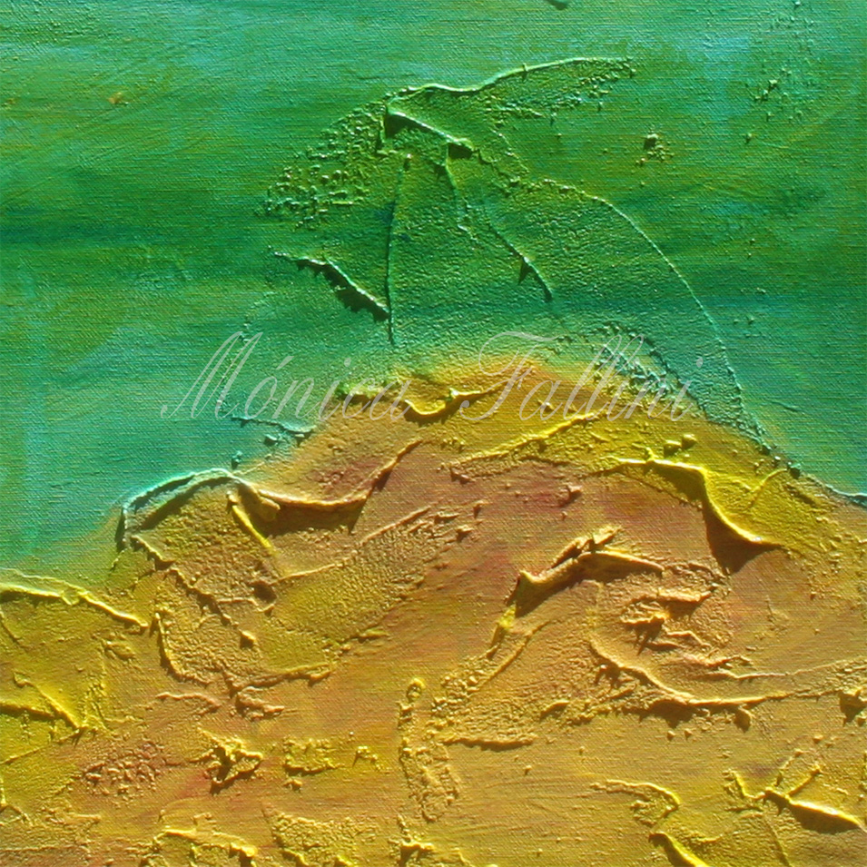 Painting titled 'Deep sea, green waters. ' by Monica Fallini