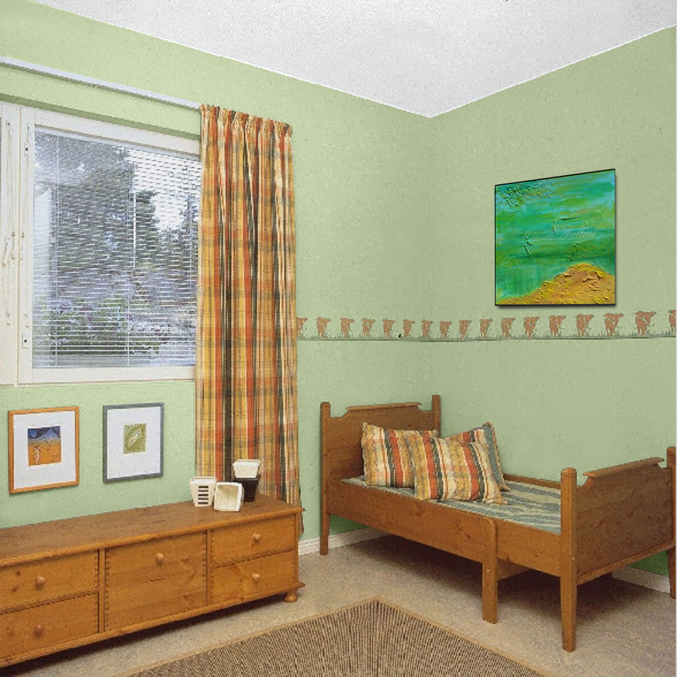Painting titled 'Deep sea, green waters. ' by Monica Fallini