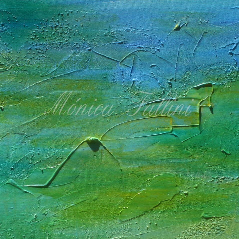 Painting titled 'Deep sea, green waters. ' by Monica Fallini