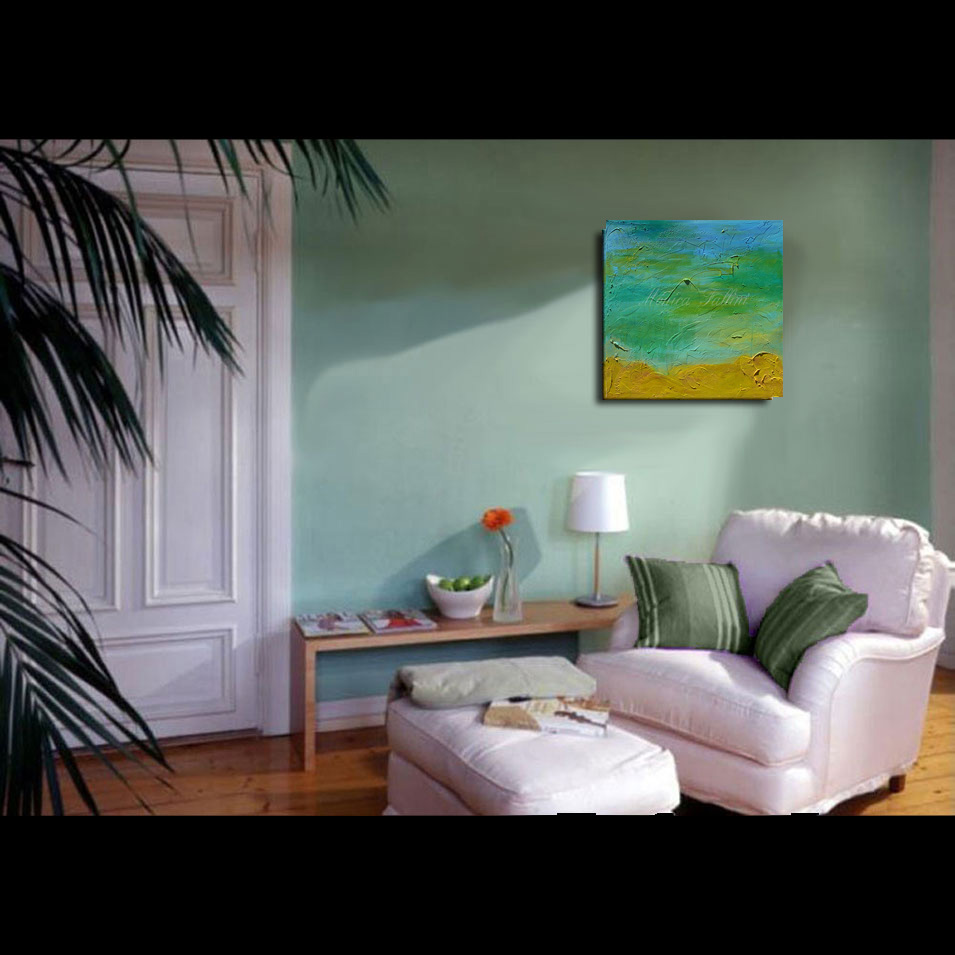 Painting titled 'Deep sea, green waters. ' by Monica Fallini