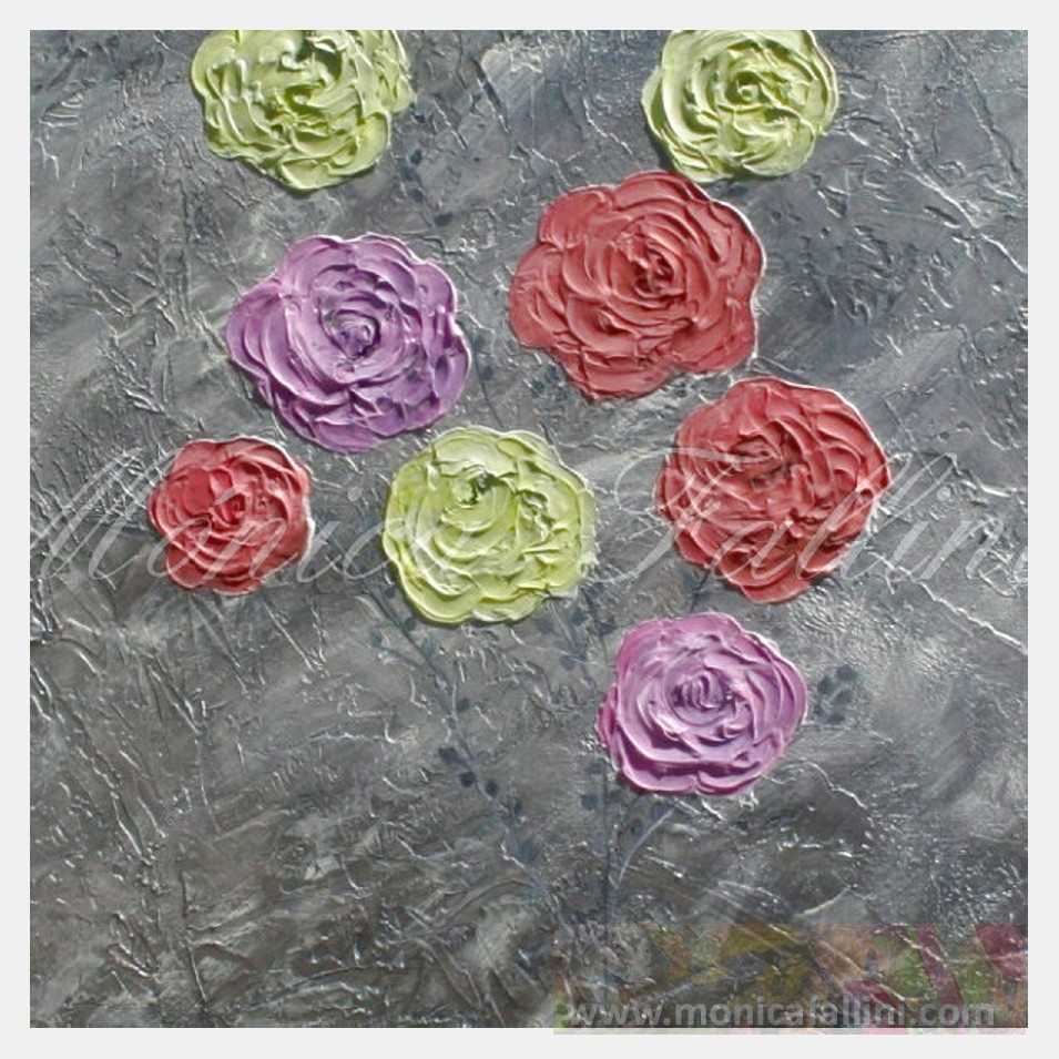 Painting titled 'A garden with Roses' by Monica Fallini