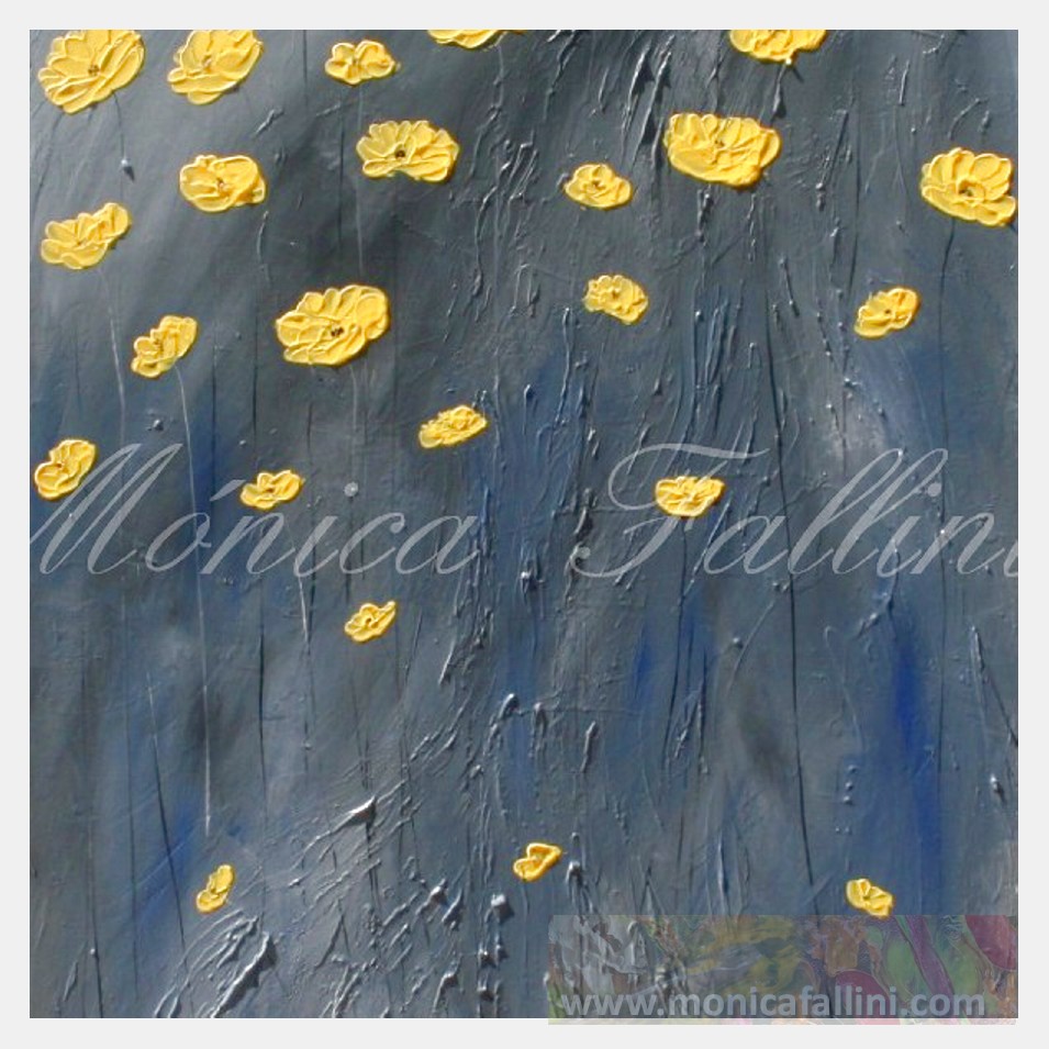 Painting titled 'Poppies at night' by Monica Fallini