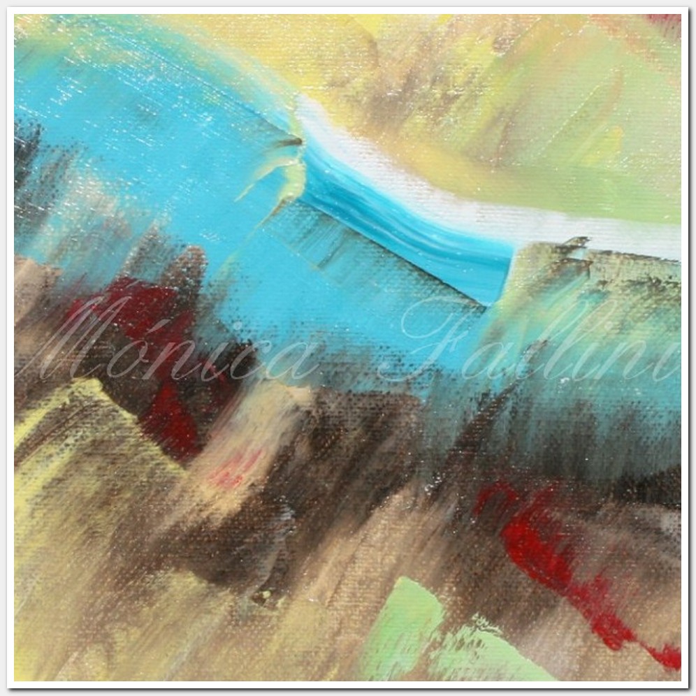 Painting titled 'Earth and waterfalls, geologic abstraction.' by Monica Fallini