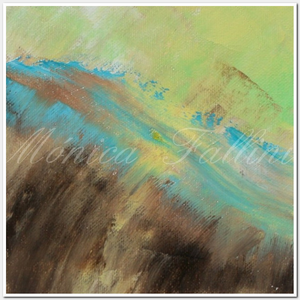 Painting titled 'Earth and water, geologic abstraction.' by Monica Fallini