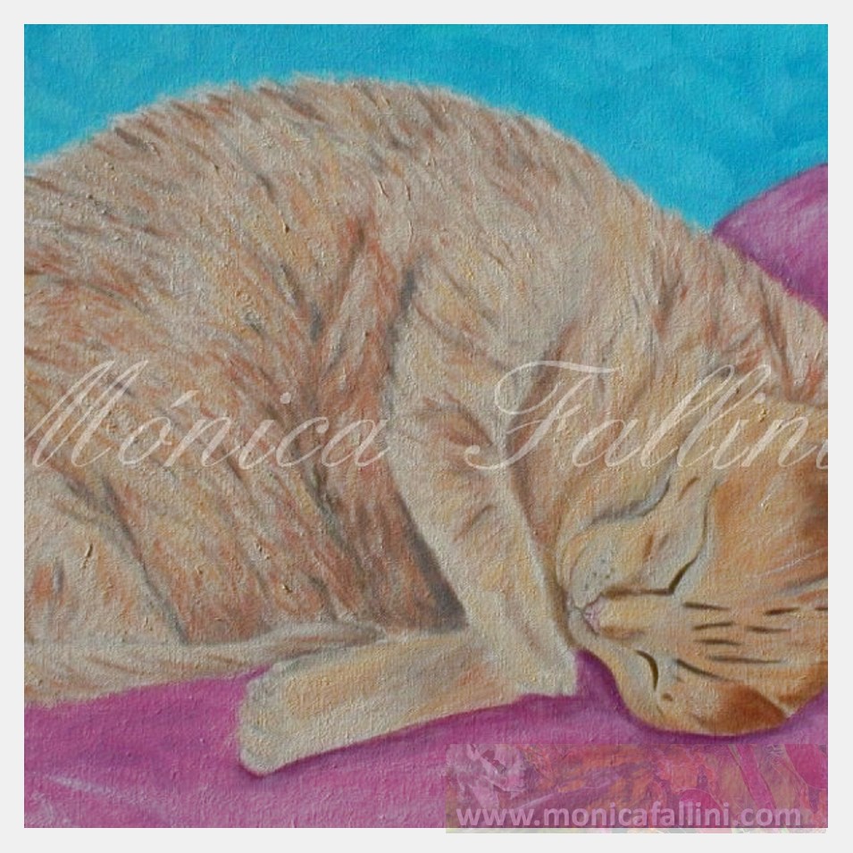 Painting titled 'Pacey, cat portrait.' by Monica Fallini