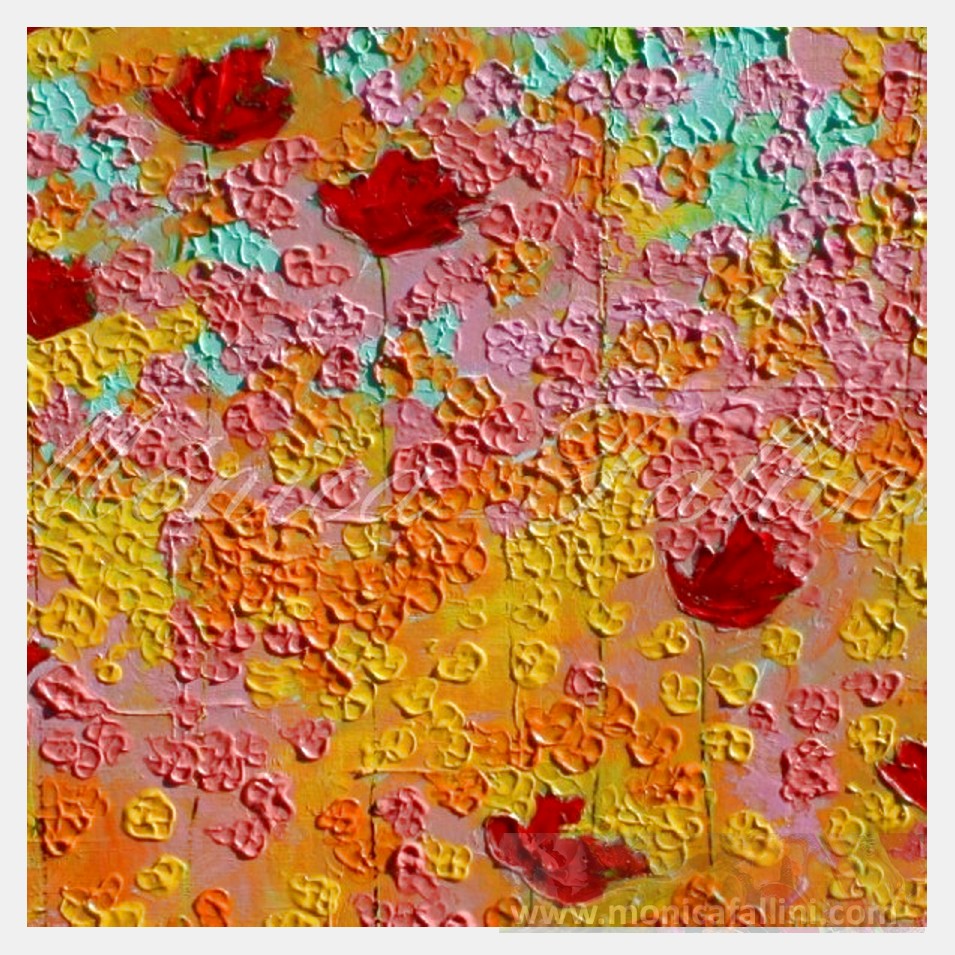 Painting titled 'Poppies' confetti' by Monica Fallini