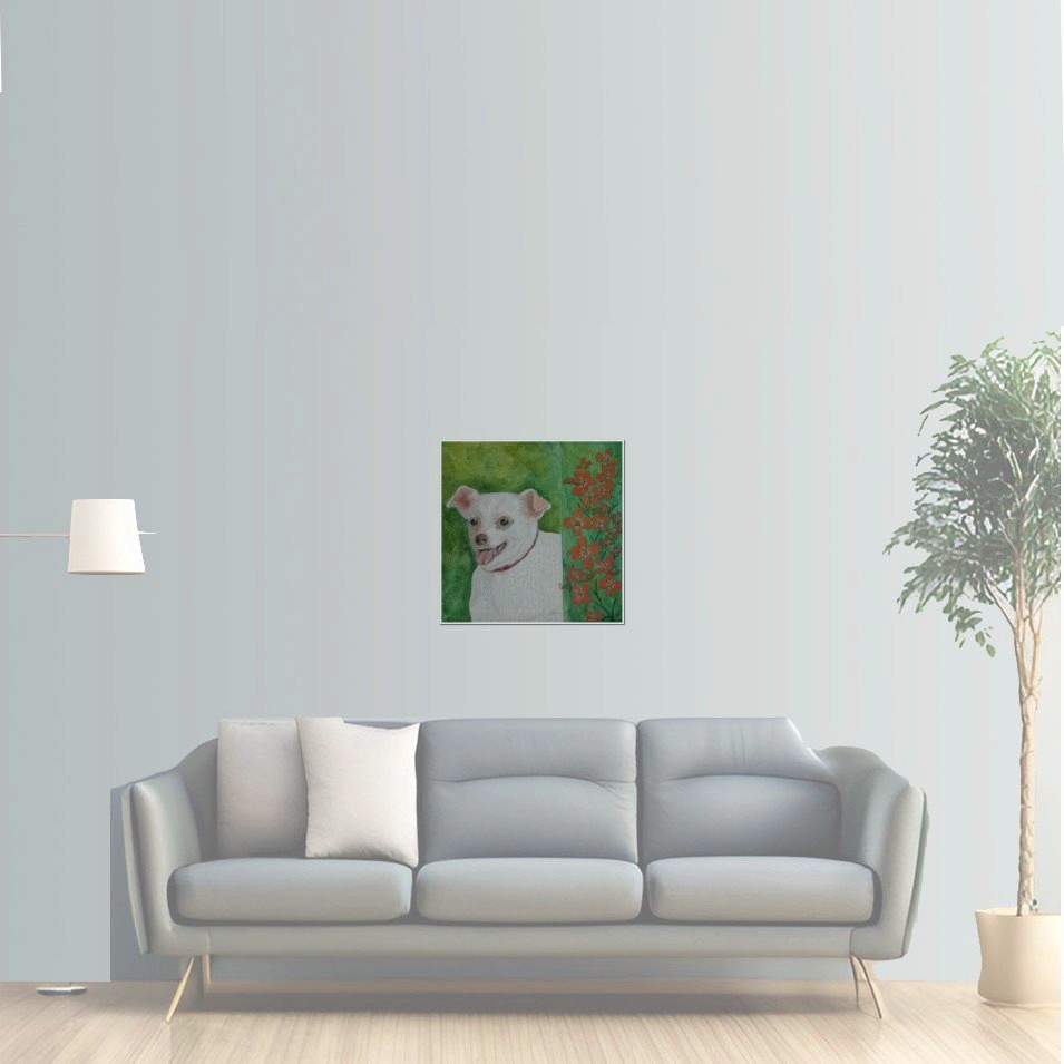 Painting titled 'Sugar with Dogwood tree flowers' by Monica Fallini