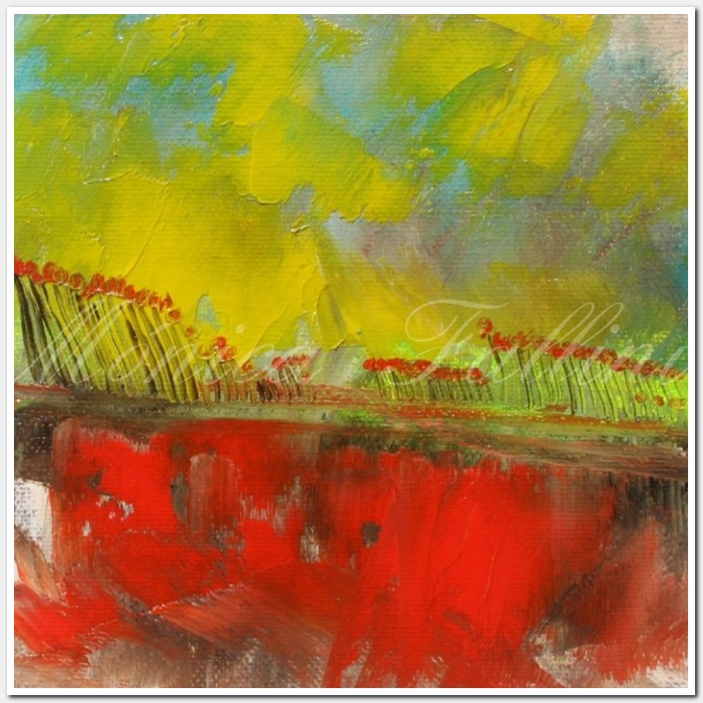 Painting titled ' Landscape with flowers. Abstraction.' by Monica Fallini