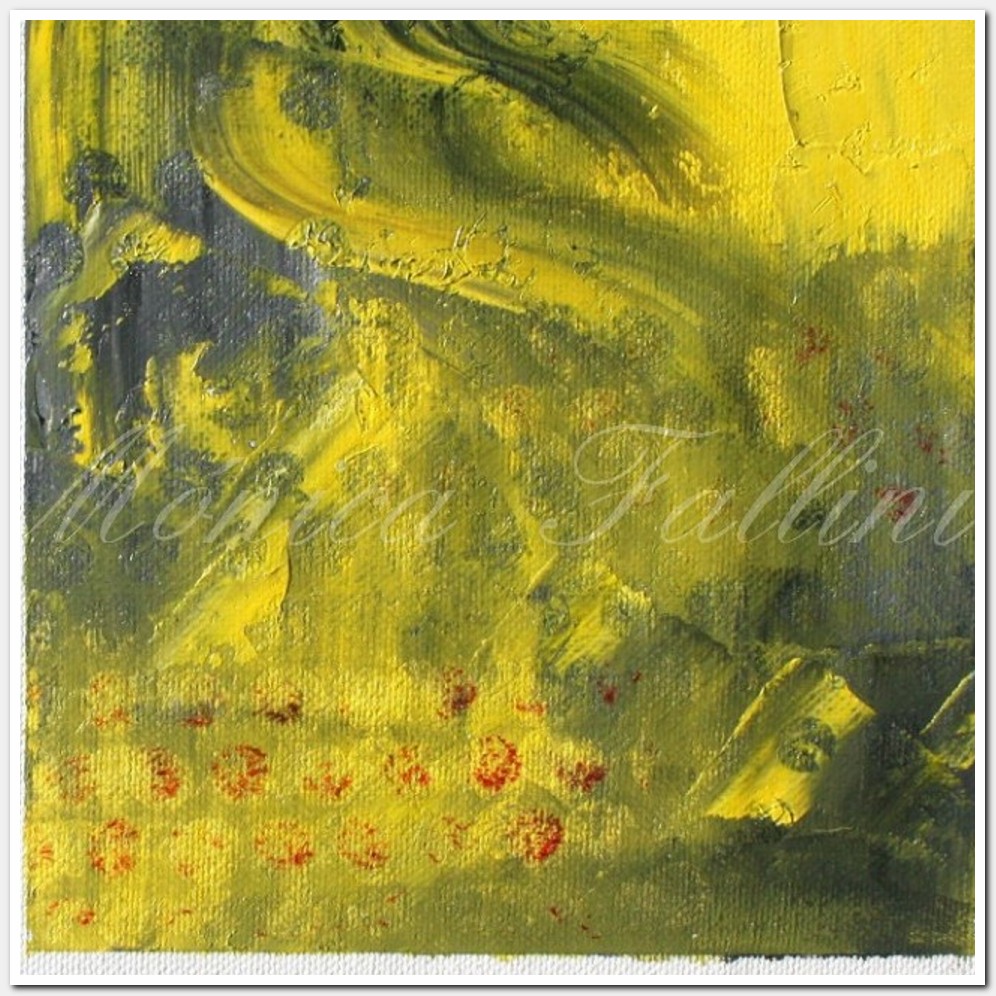 Painting titled 'Urban memories in yellow' by Monica Fallini