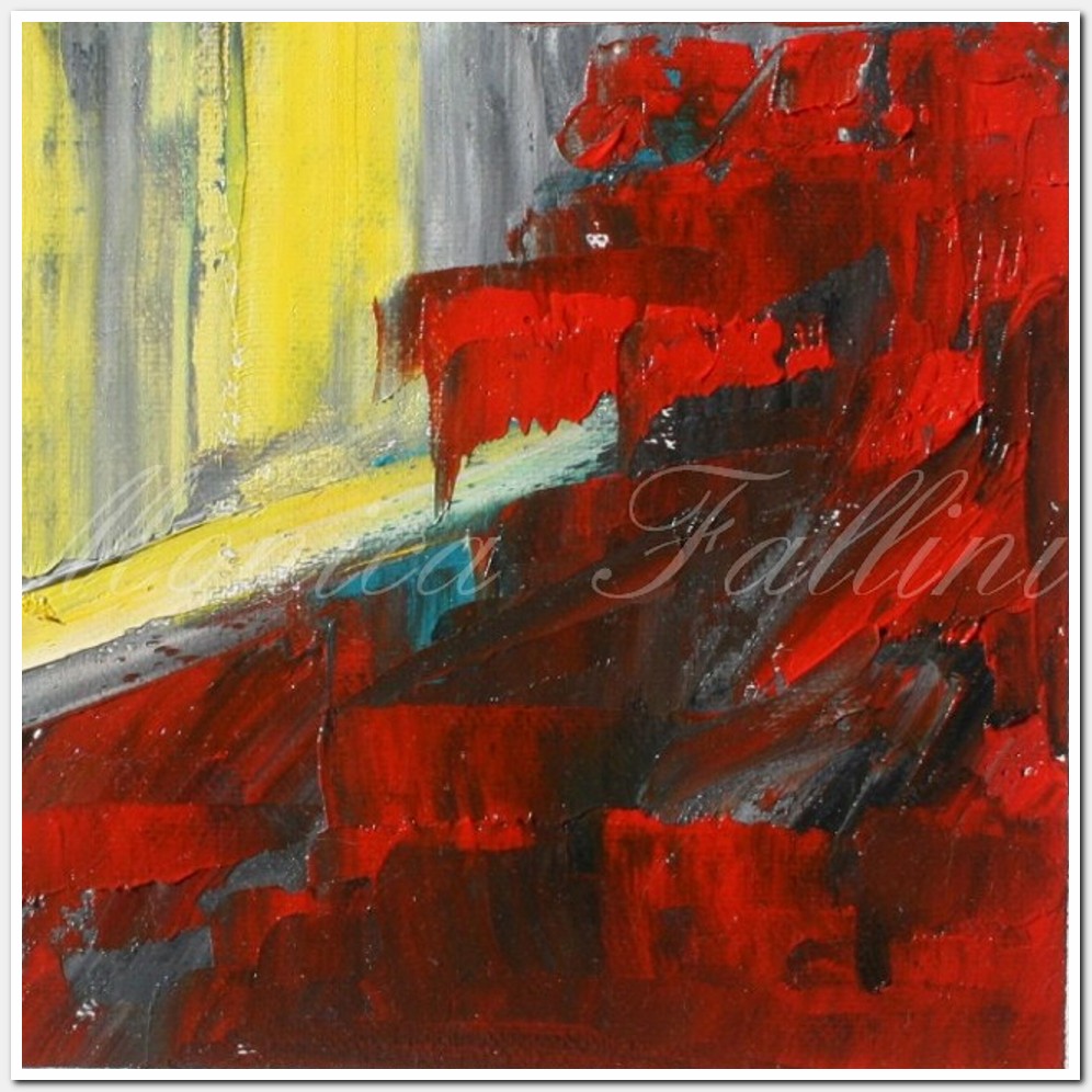 Painting titled 'Urban memories in red and yellow' by Monica Fallini