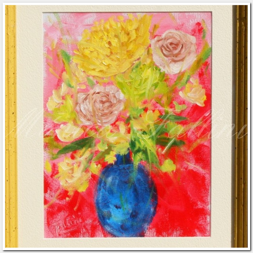 Painting titled 'Fresh-cut flowers' bouquet' by Monica Fallini