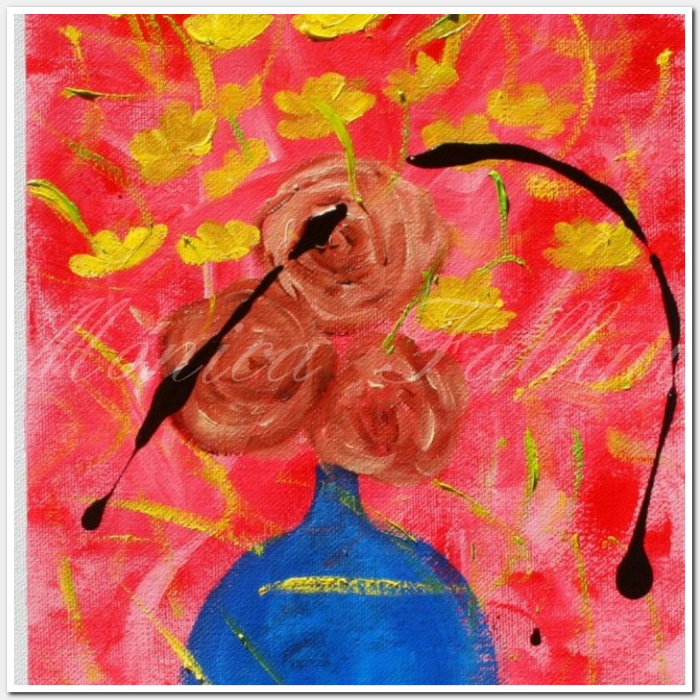 Painting titled 'Roses bouquet abstraction' by Monica Fallini