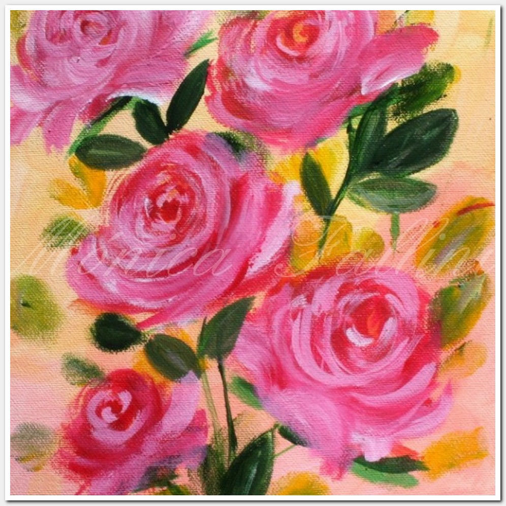 Painting titled 'Pink Roses. ' by Monica Fallini