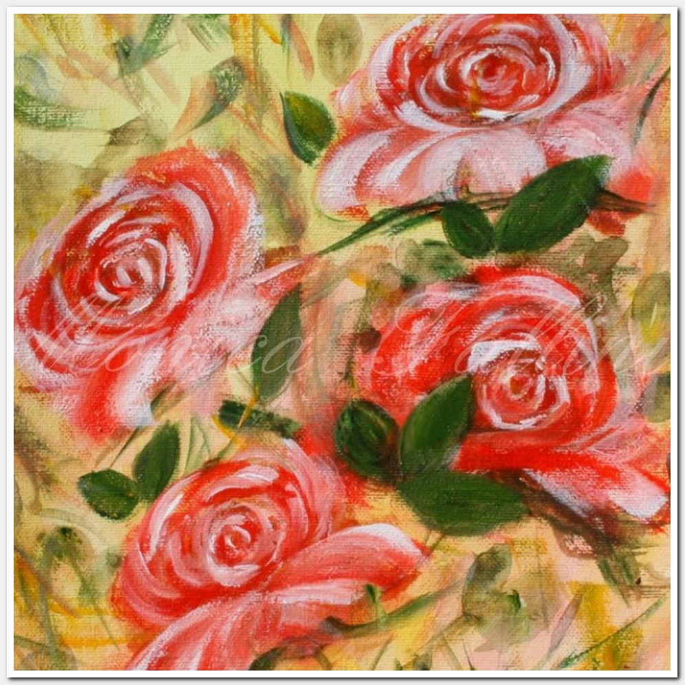 Painting titled 'In the Rose garden' by Monica Fallini