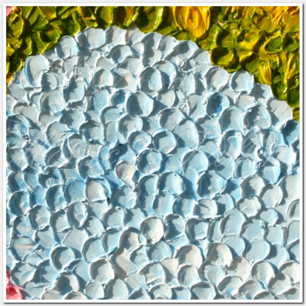 Painting titled 'Hydrangeas in the garden in Summer. ' by Monica Fallini