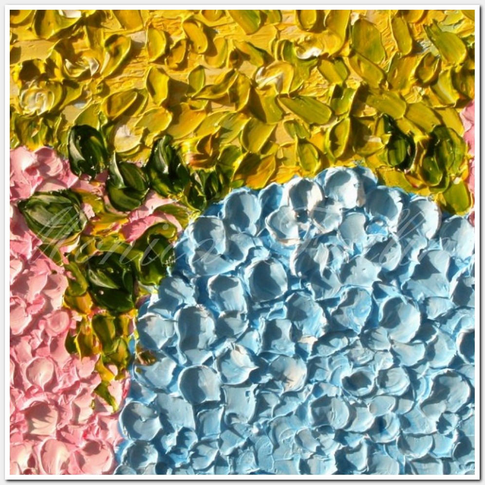 Painting titled 'Hydrangeas in the garden in Summer.' by Monica Fallini