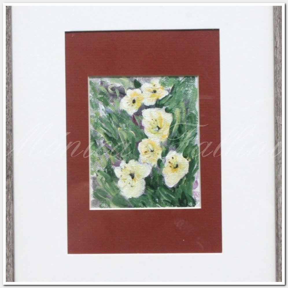 Painting titled 'Study of Day Lilies, miniature painting' by Monica Fallini