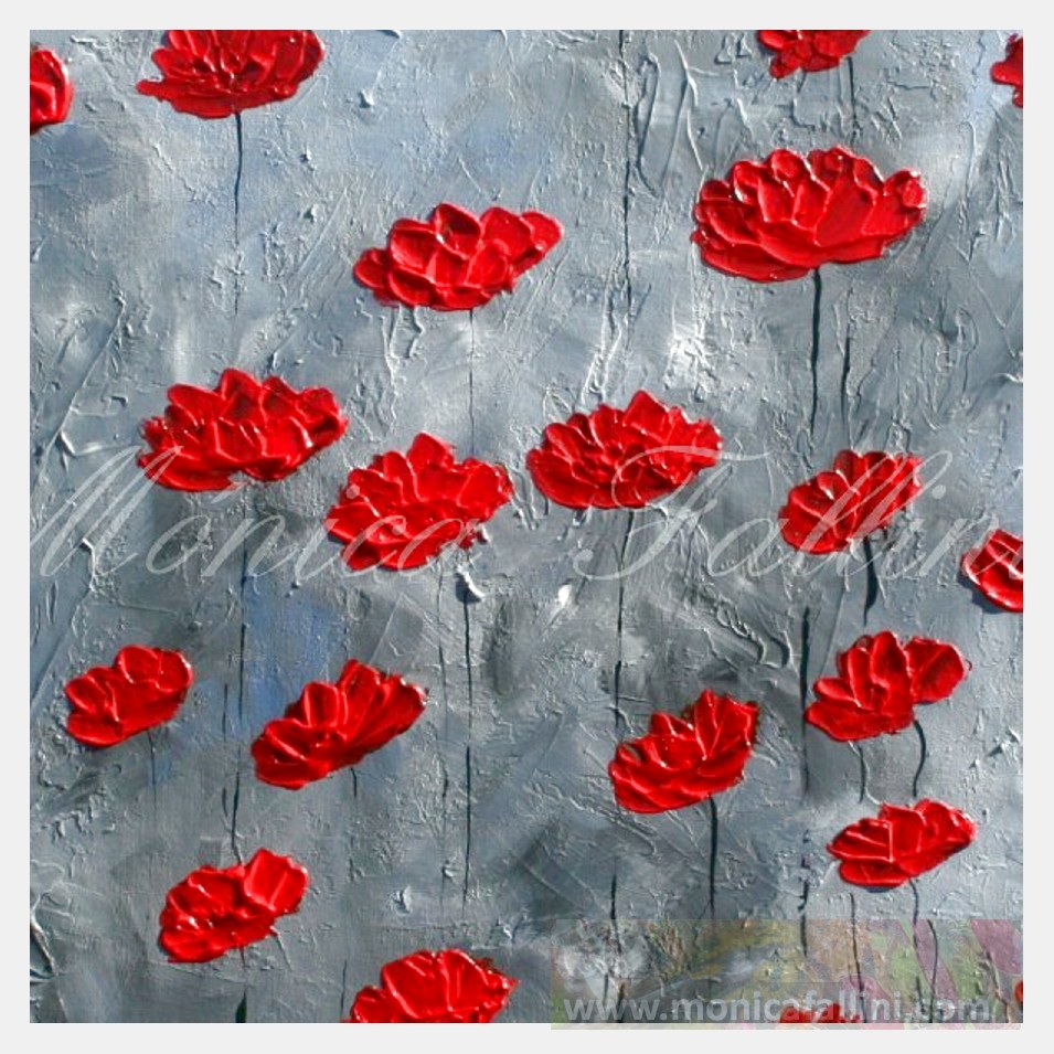 Painting titled 'Poppies in the storm. Red Poppies' by Monica Fallini