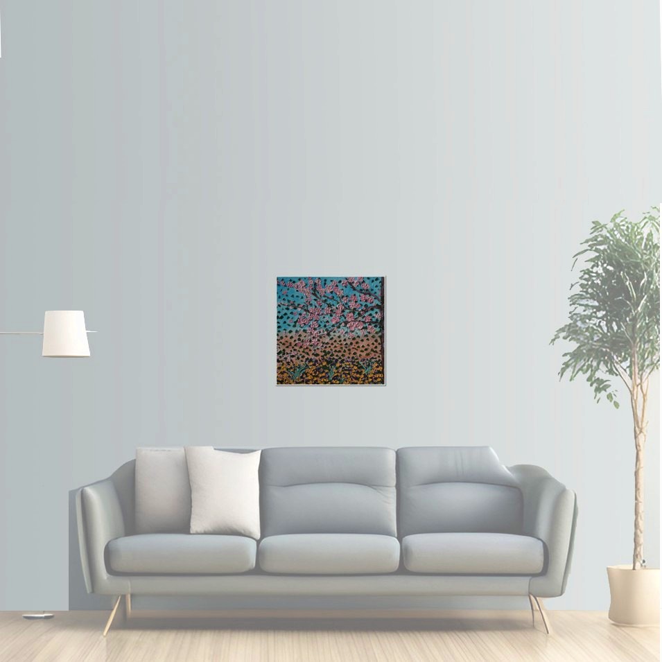 Painting titled 'Shower of leaves in the garden ...' by Monica Fallini