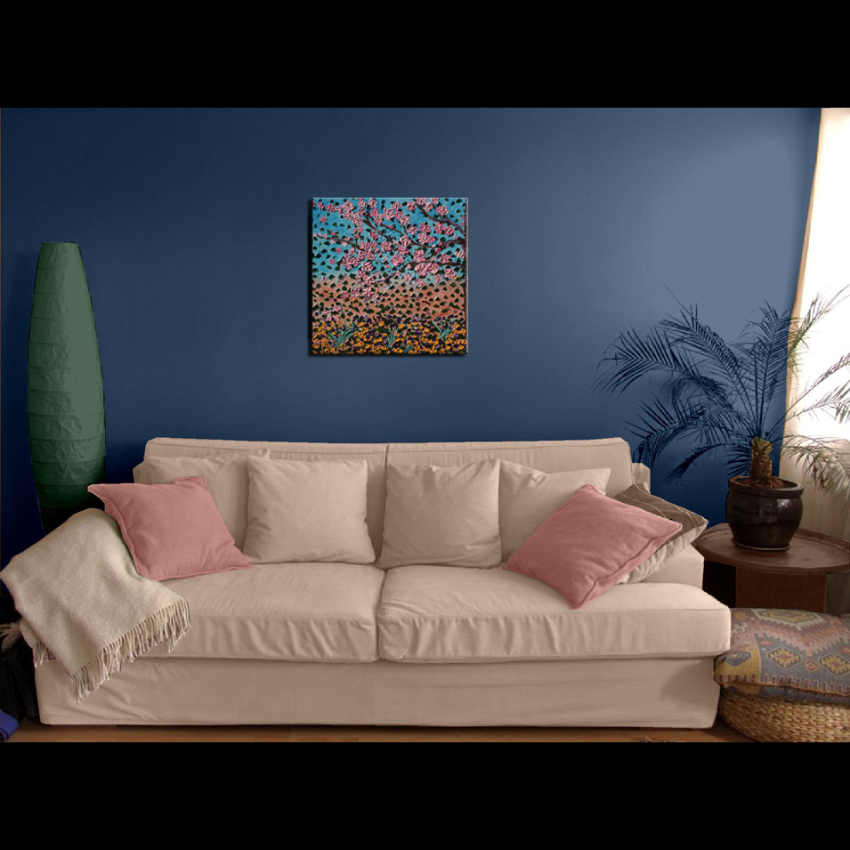 Painting titled 'Shower of leaves in the garden ...' by Monica Fallini