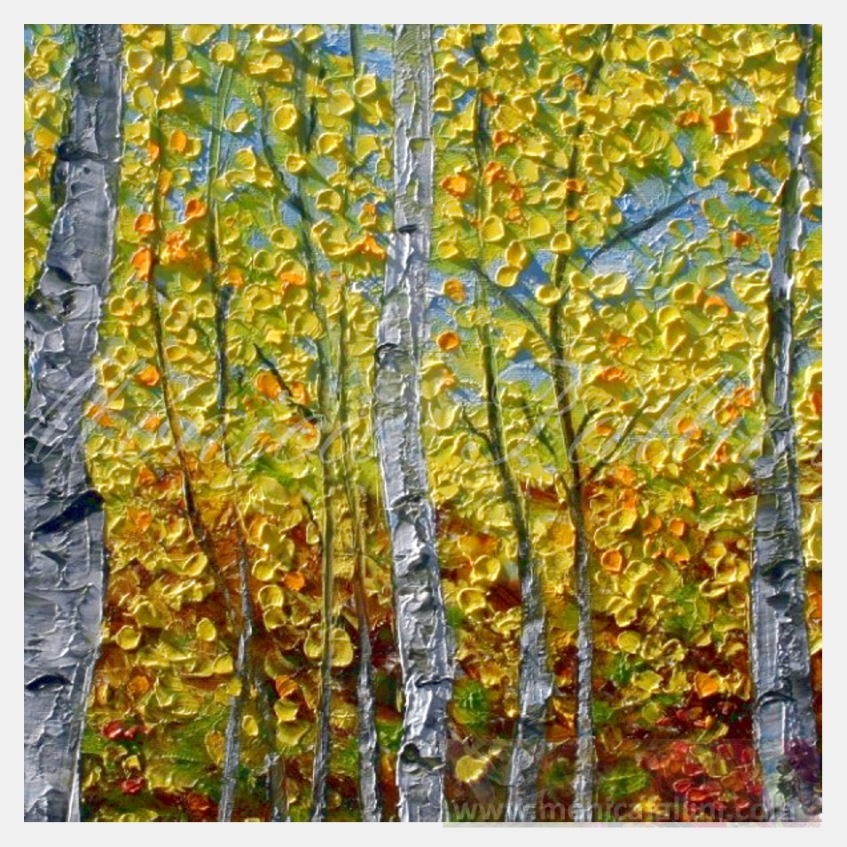 Painting titled 'Study of Aspens' by Monica Fallini