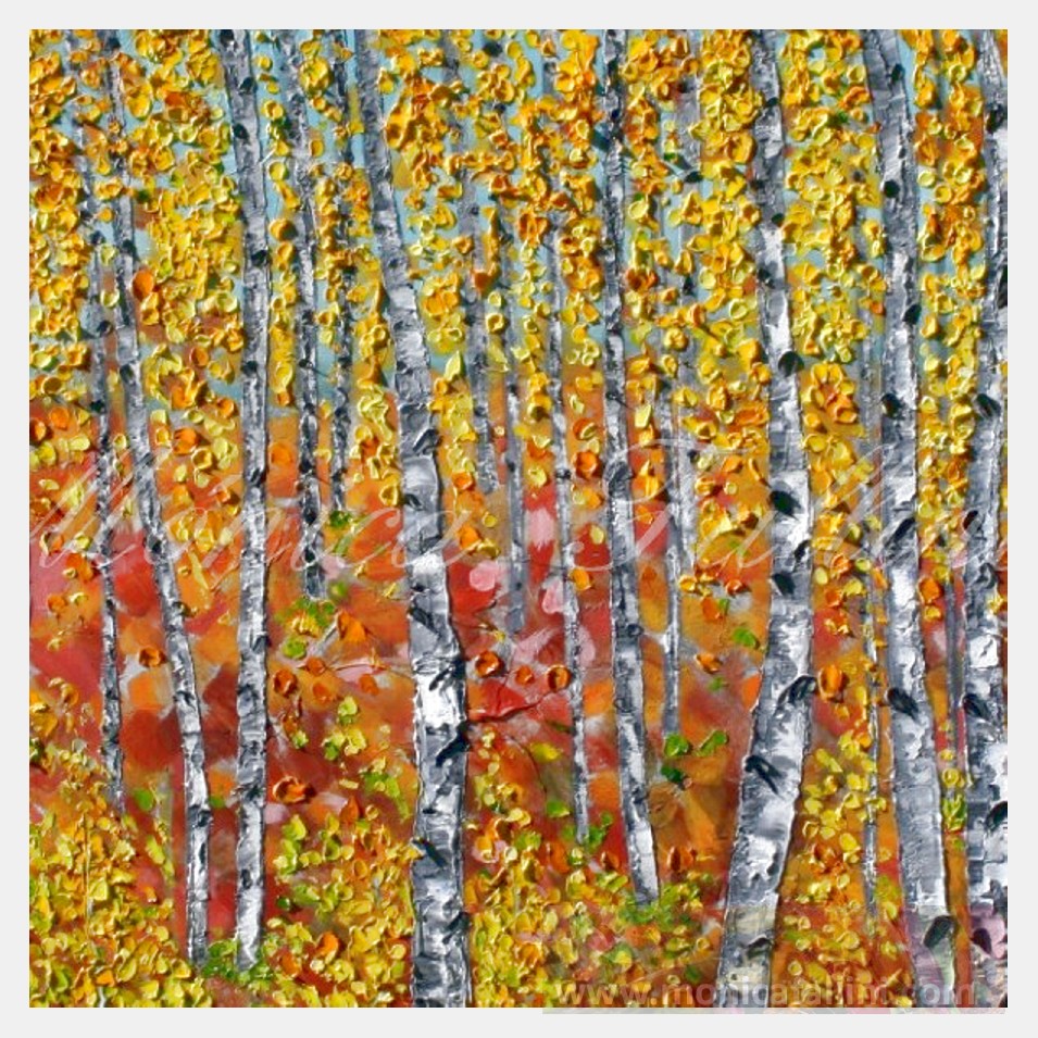 Painting titled 'Aspen landscape, trees' by Monica Fallini