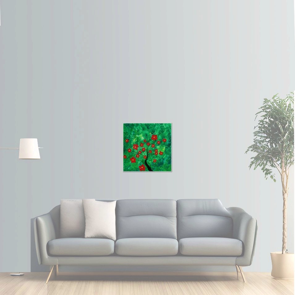 Painting titled 'Cherry blossoms in the garden' by Monica Fallini