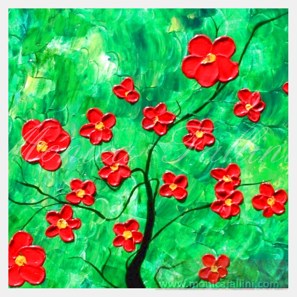 Painting titled 'Cherry blossoms in the garden' by Monica Fallini