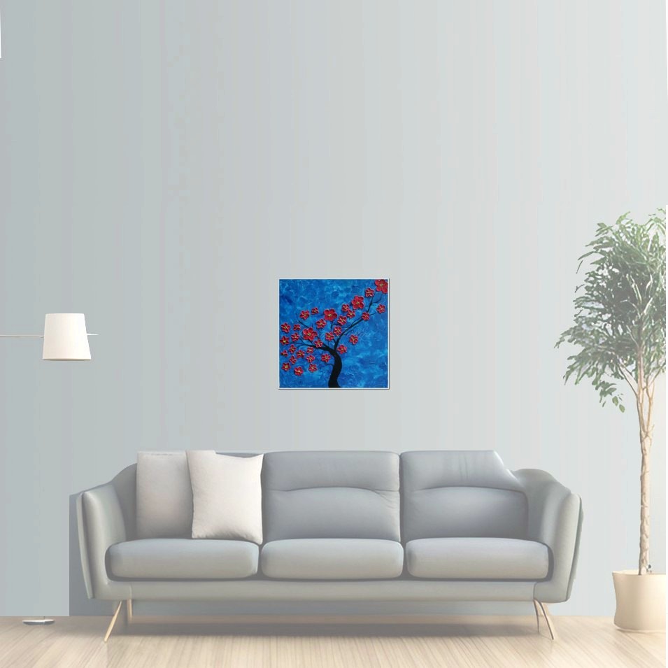 Painting titled 'Cherry tree near the Ocean' by Monica Fallini