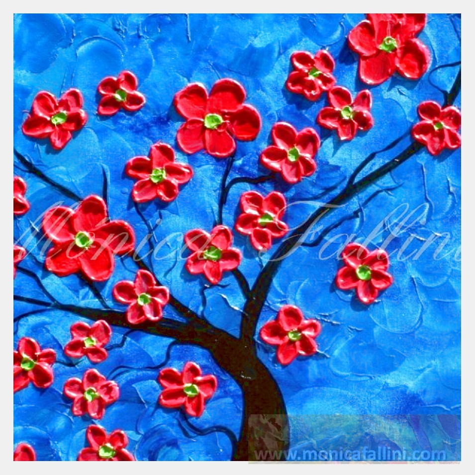 Painting titled 'Cherry tree near the Ocean' by Monica Fallini