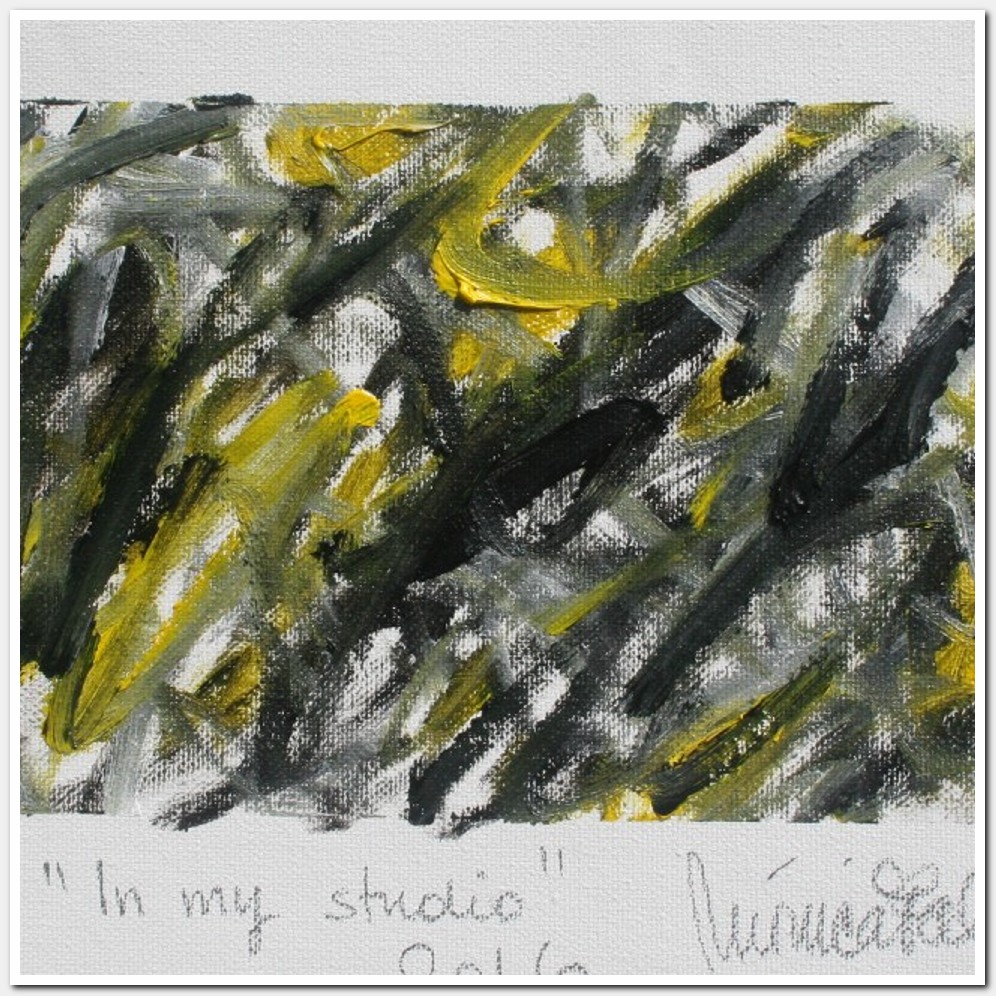 Painting titled 'In my Studio, abstraction' by Monica Fallini