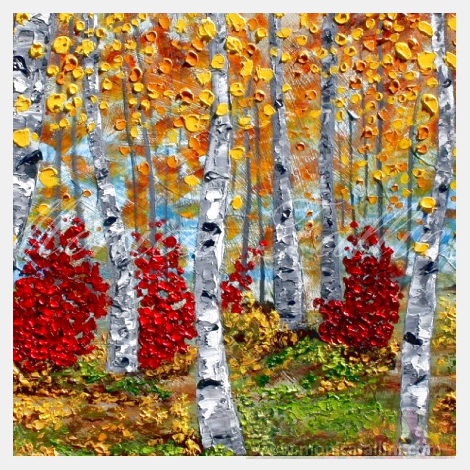 Painting titled 'A walk into the woods' by Monica Fallini