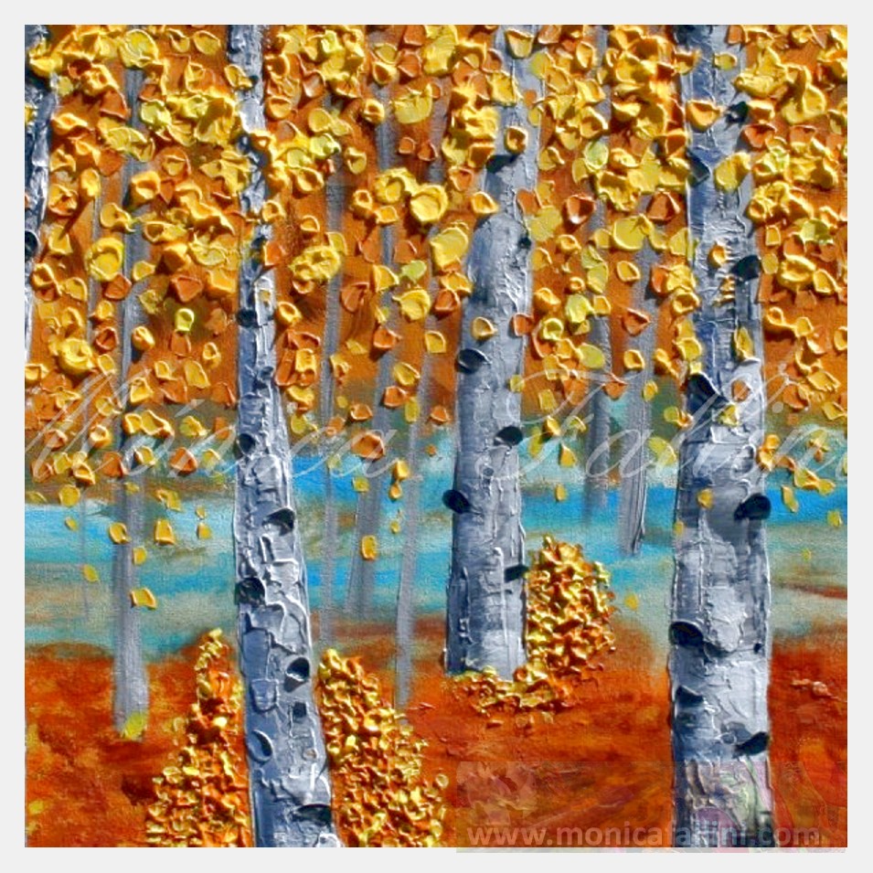 Painting titled 'Aspen landscape in yellow. ' by Monica Fallini