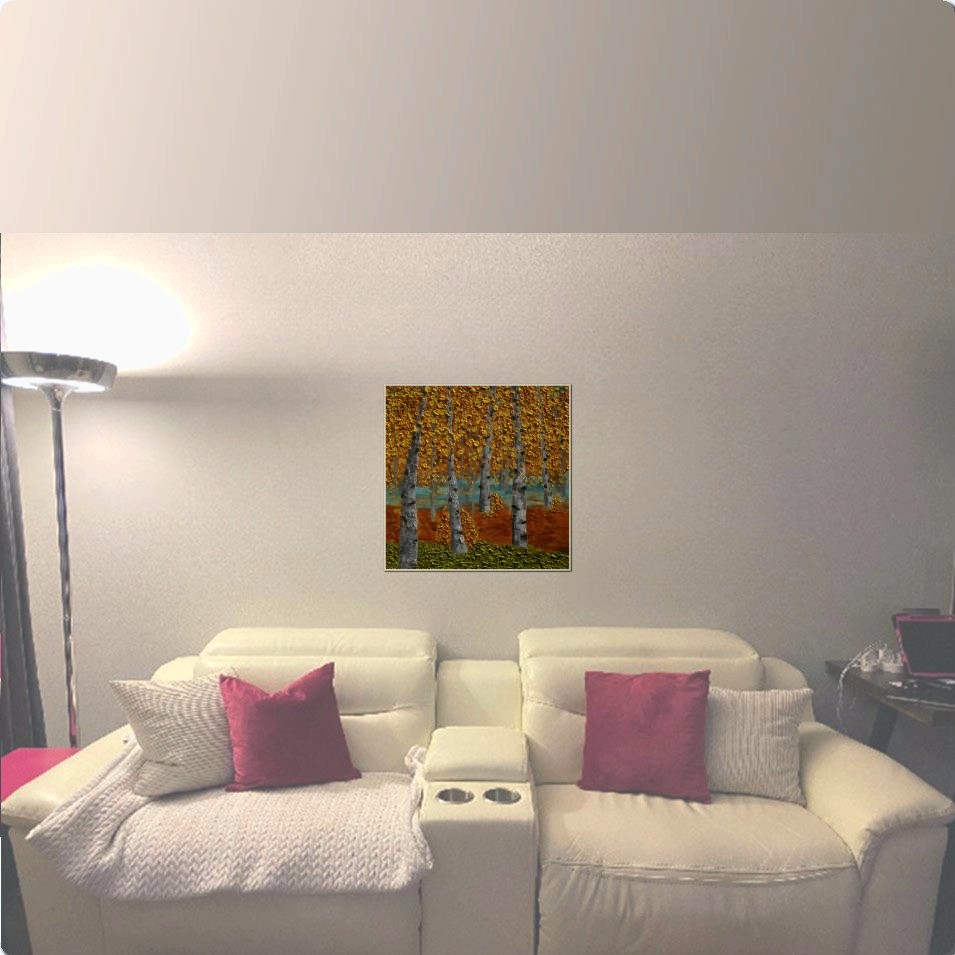 Painting titled 'Aspen landscape in yellow. ' by Monica Fallini