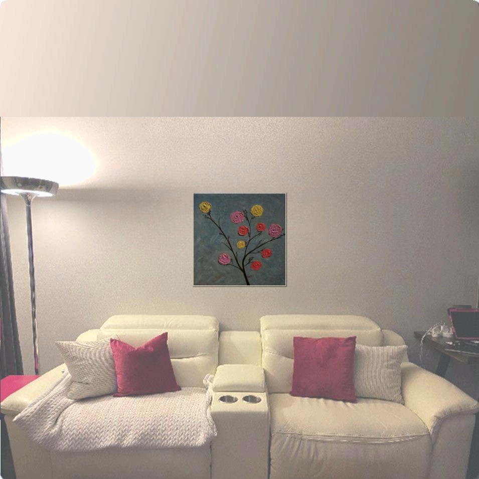 Painting titled 'Roses on silver' by Monica Fallini