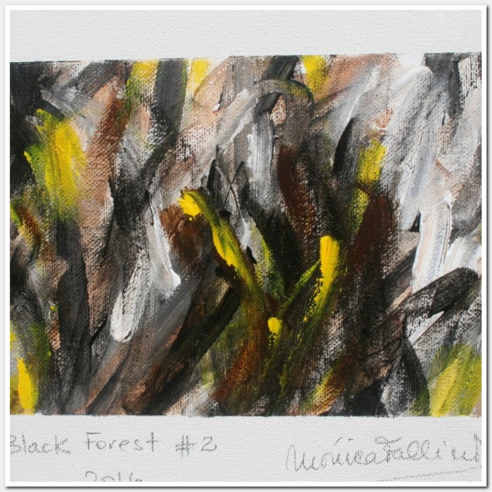 Painting titled 'Black forest # 2, abstraction' by Monica Fallini