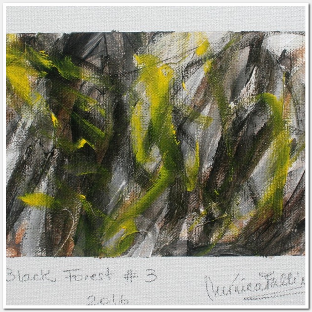 Painting titled 'Black forest # 3, abstraction' by Monica Fallini