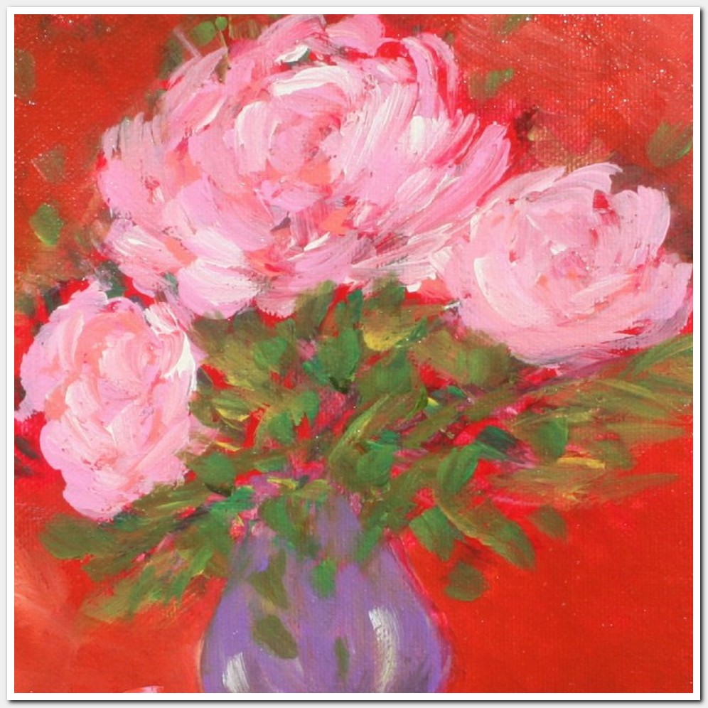 Painting titled 'Pink Roses bouquet' by Monica Fallini