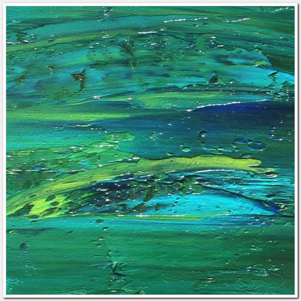 Painting titled 'The green light on the balcony' by Monica Fallini