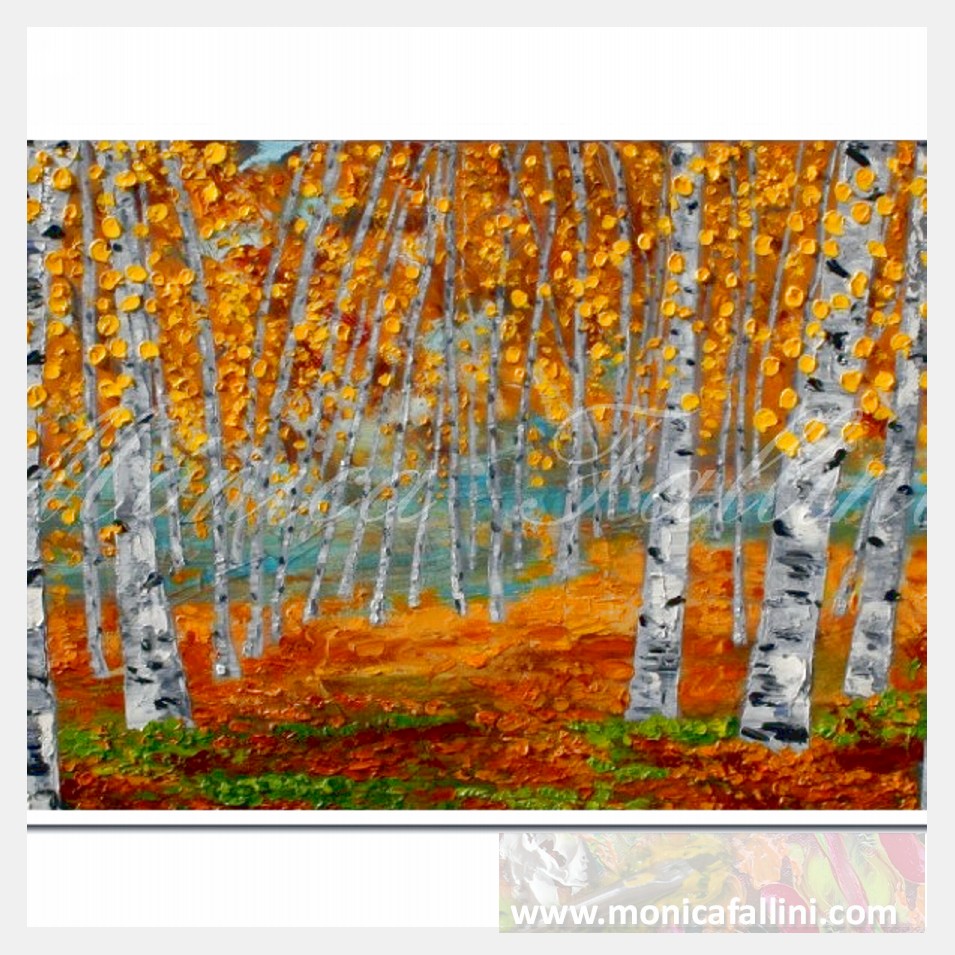 Painting titled 'A walk into the woods' by Monica Fallini