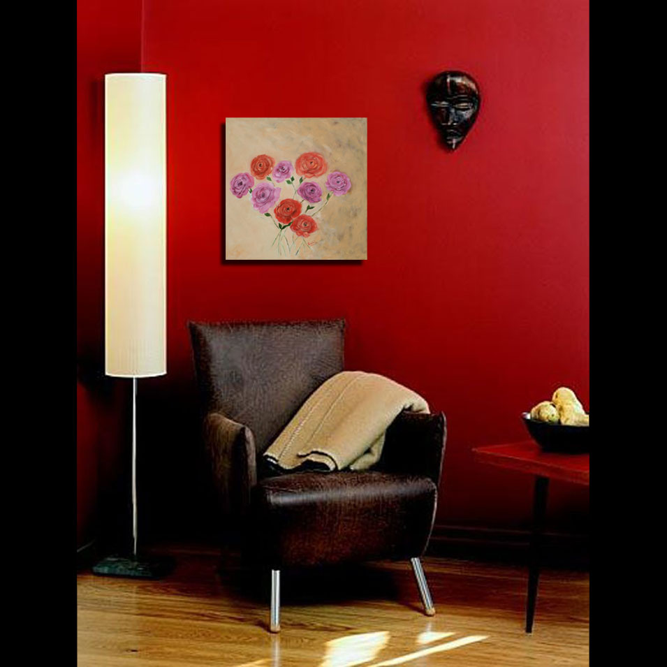 Painting titled '9 Roses in oils' by Monica Fallini