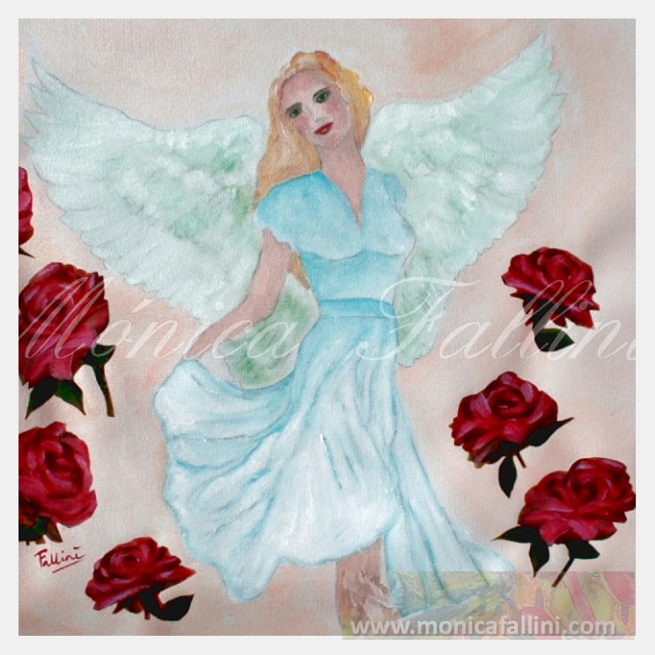 Painting titled 'Dream of freedom # 3. Winged woman angel' by Monica Fallini