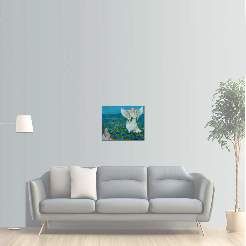 Painting titled 'Dream of freedom # 1. Winged woman angel' by Monica Fallini