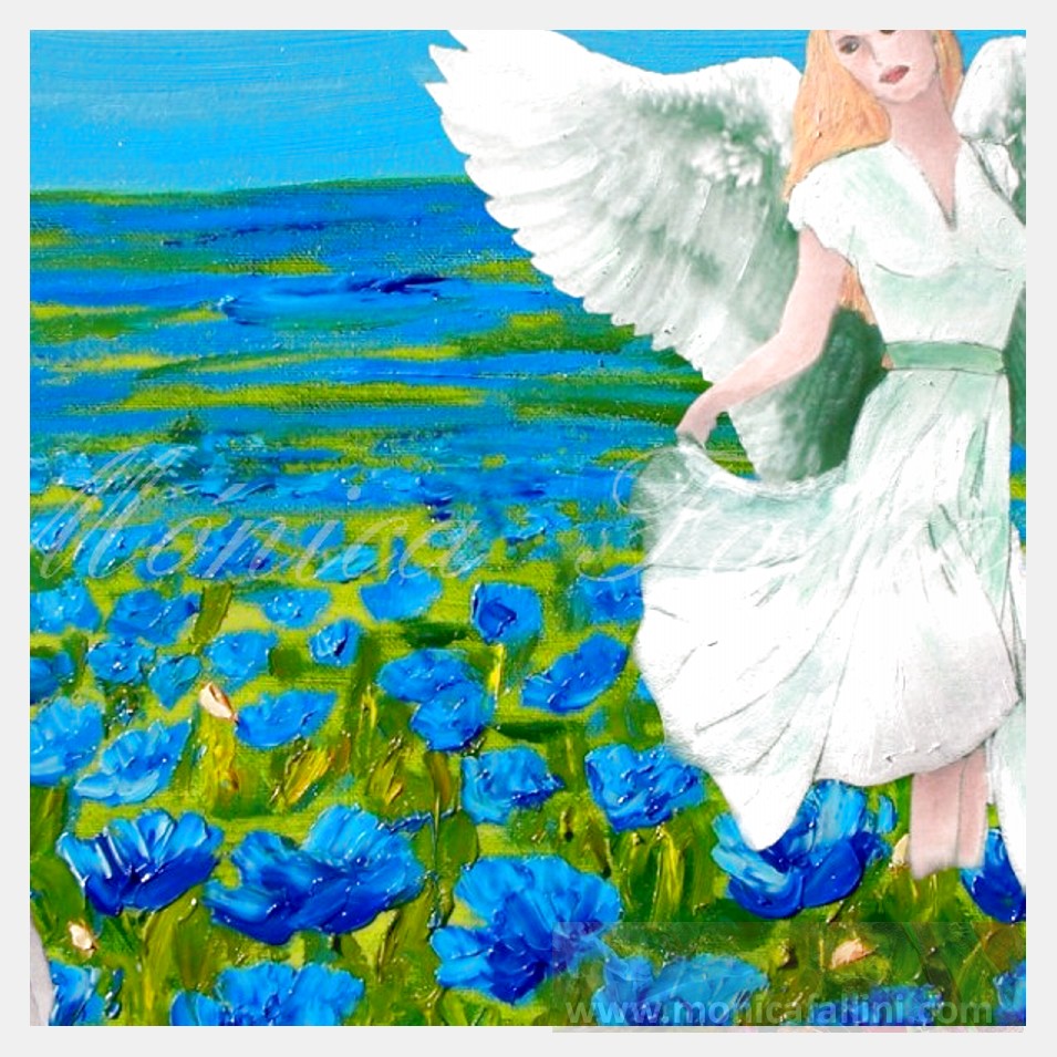 Painting titled 'Dream of freedom # 1. Winged woman angel' by Monica Fallini