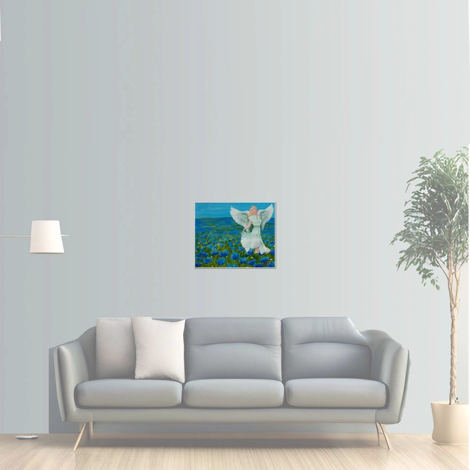 Painting titled 'Dream of freedom # 2. Winged woman angel' by Monica Fallini