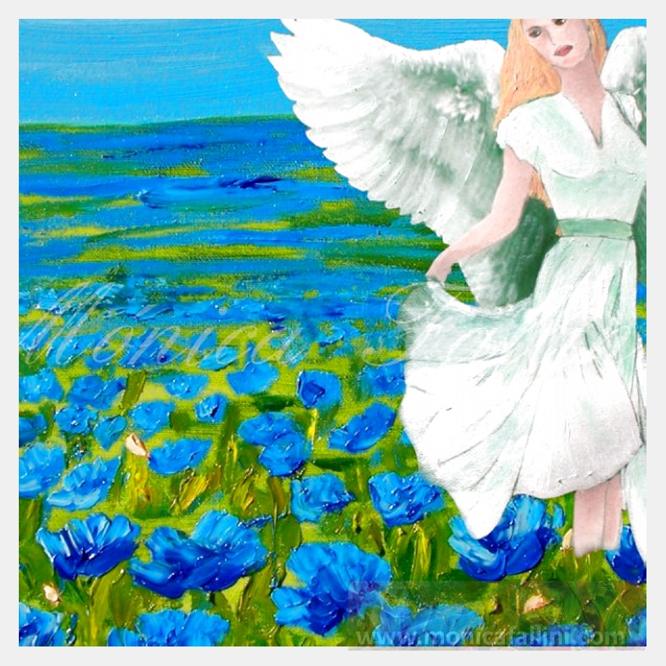 Painting titled 'Dream of freedom # 2. Winged woman angel' by Monica Fallini