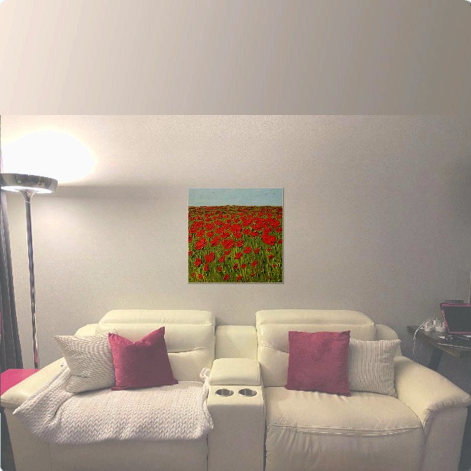 Painting titled 'Field of red Poppies. Georgetown, Texas' by Monica Fallini