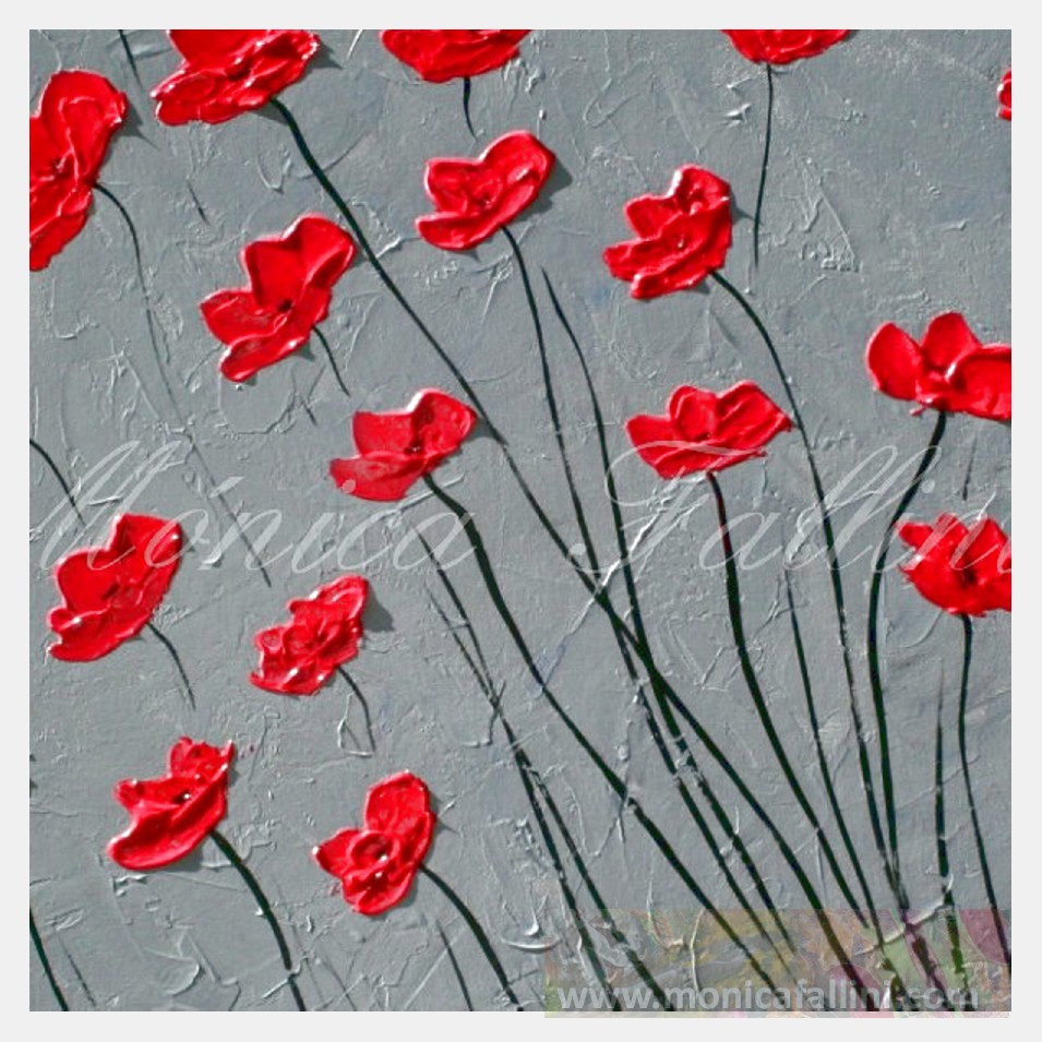 Painting titled 'Red Poppies happiness # 2. ' by Monica Fallini
