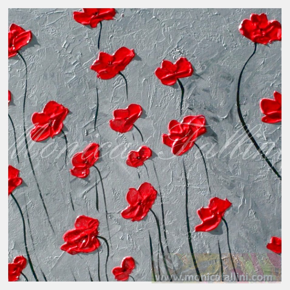 Painting titled 'Red Poppies happiness # 1' by Monica Fallini